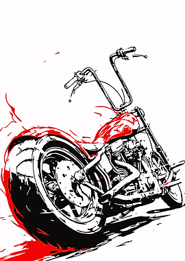 Red and Black Motorcycle Illustration