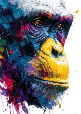 Colorful Chimpanzee Portrait