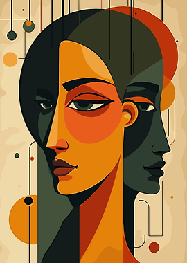 Abstract Portrait with Geometric Shapes