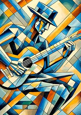 Abstract Guitar Player Art
