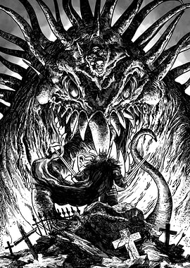 King vs. Monster Black and White Art