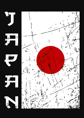 Japan Flag Distressed Style