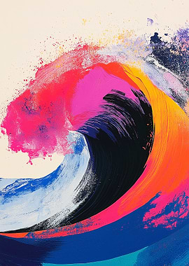 Colorful Abstract Wave Painting