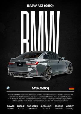BMW M3 (G80) Car Poster