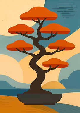 Stylized Bonsai Tree Art