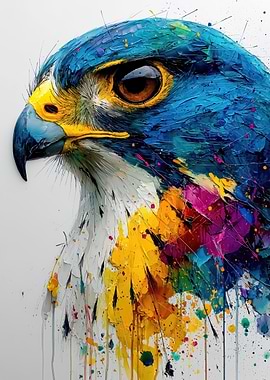 Colorful Falcon Portrait