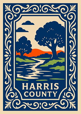 Harris County Landscape Illustration