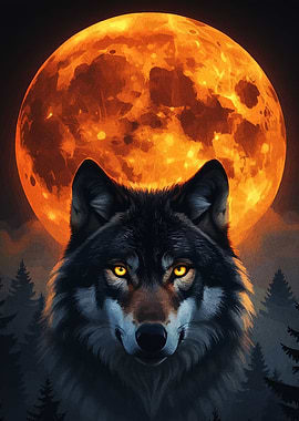 Wolf and the Orange Moon