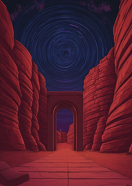 Red Rock Canyon Archway Starry Night