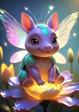 Cute Fairy Dragon on Flower