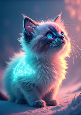 Cute Kitten with Glowing Aura