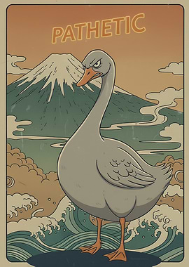 Pathetic Goose with Mount Fuji