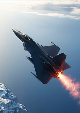 Fighter Jet Flying Over Mountains