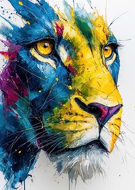 Colorful Lion Portrait
