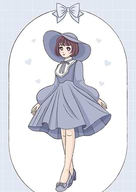 Anime Girl in Blue Dress