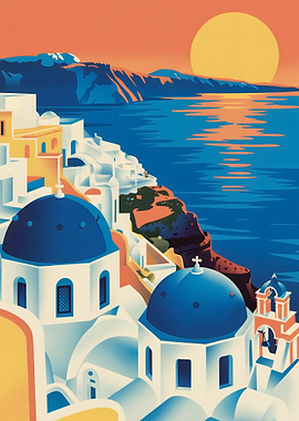 Santorini Greece Illustration