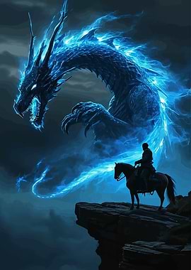 Blue Dragon and Horse Rider