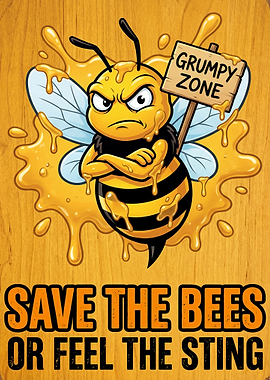 Grumpy Bee Cartoon Illustration