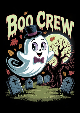 Boo Crew Halloween Ghost Cartoon