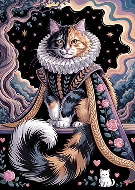 Regal Calico Cat Portrait