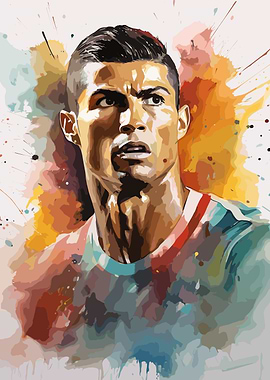 Cristiano Ronaldo Watercolor Portrait