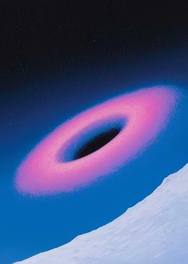 Pink Black Hole on Snowy Planet