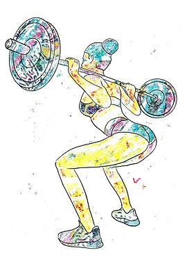 Colorful Weightlifting Squat Illustration