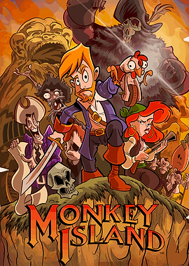 Monkey Island Cartoon Poster