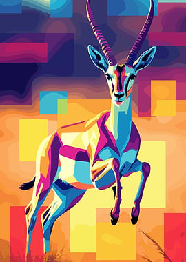 Colorful Gazelle Pop Art Illustration