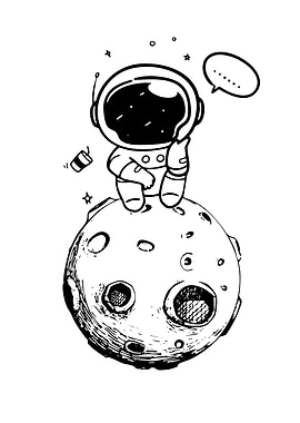 Astronaut on the Moon Illustration