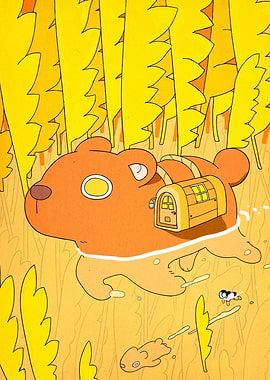 Cartoon Bear with House Backpack