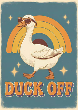 Duck Off Retro Cartoon Illustration