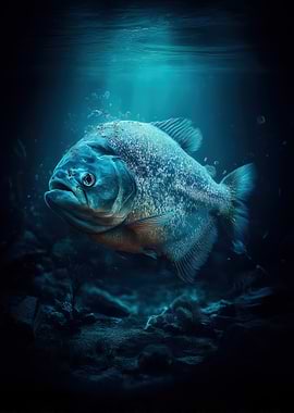 Piranha in Deep Blue Water