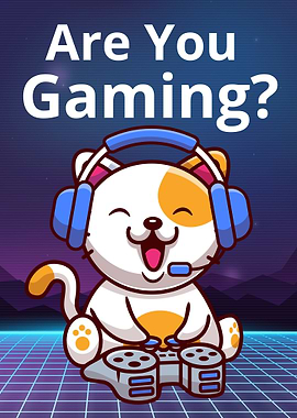 Are You Gaming? Cartoon Cat Gamer