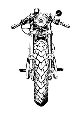 Motorcycle Front View Black and White