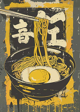Ramen Bowl with Chopsticks and Egg