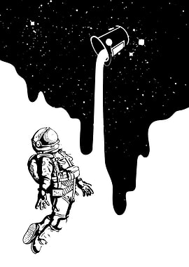 Astronaut painting the space