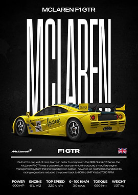 McLaren F1 GTR Yellow Race Car