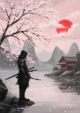 Samurai under Cherry Blossoms