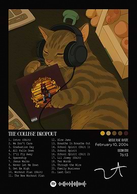 Cat Listening to The College Dropout