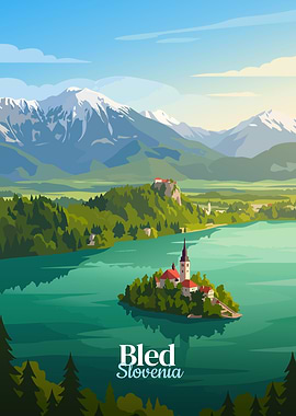 Lake Bled Travel Poster
