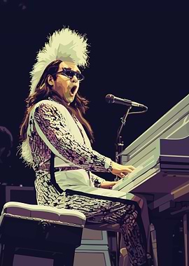 Elton John performing on piano