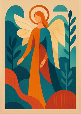 Abstract Angel in Teal and Orange