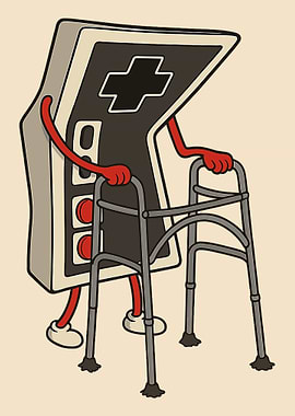 Retro Game Controller Poster, Funny Gamer Wall Art, Vintage Video Game Humor Print