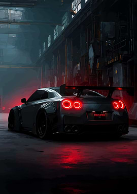 Sleek Car in Industrial Setting