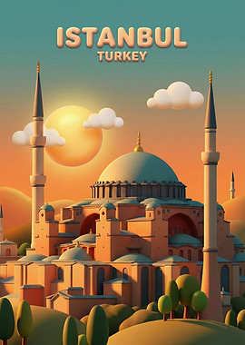 Istanbul Turkey Travel Poster