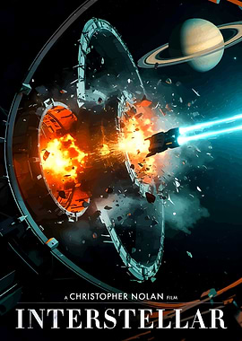Interstellar Movie Poster Space Station Explosion