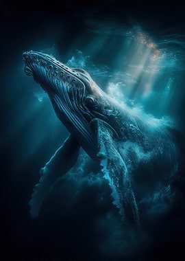 Humpback Whale in Deep Blue Sea
