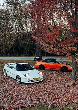 Toyota MR2 and Honda S2000 in autumn setting