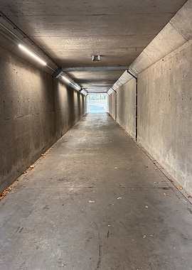 Concrete Tunnel with Lights